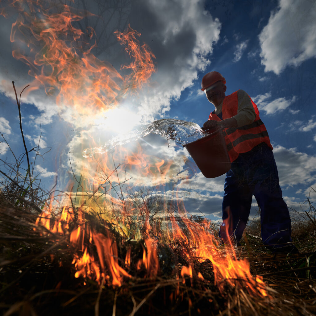 fireman ecologist fighting fire in field 2025 01 16 22 17 30 utc