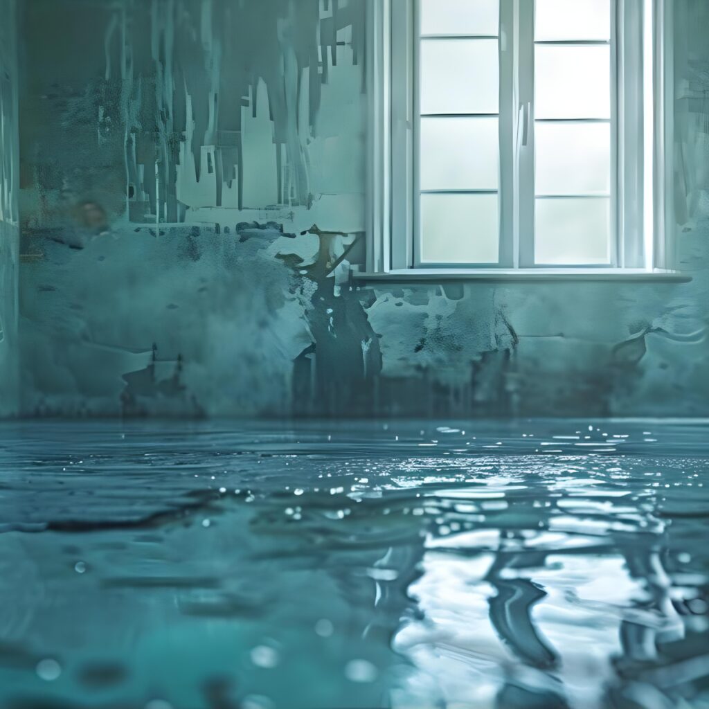 urgent restoration needed waterdamaged room with submerged floor concept water damage room restoration submerged floor urgent repair home renovationuu